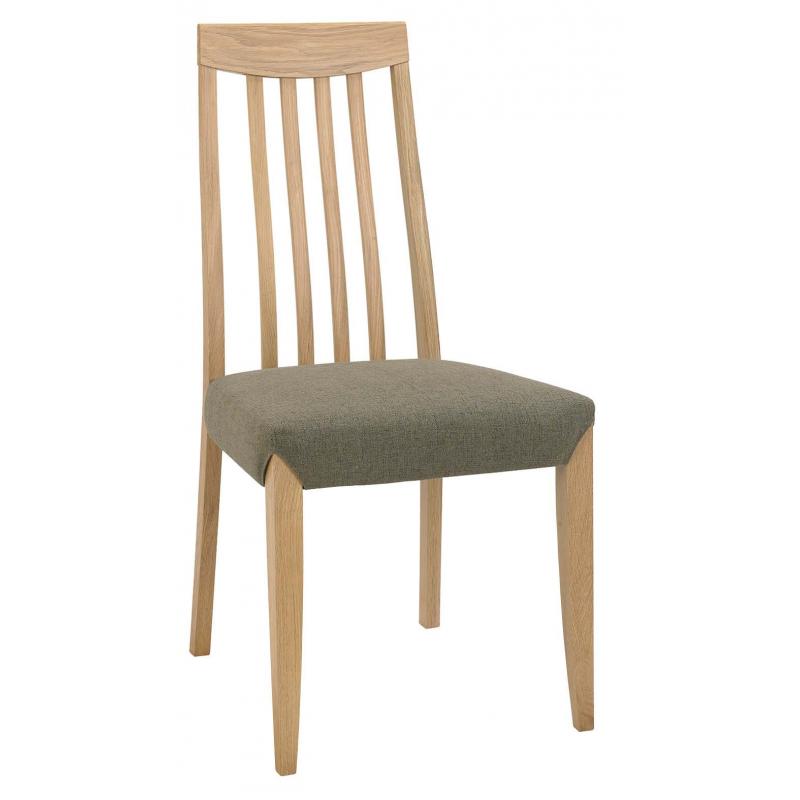 Alesund Oak High Back Slat Chair With Fabric Seat